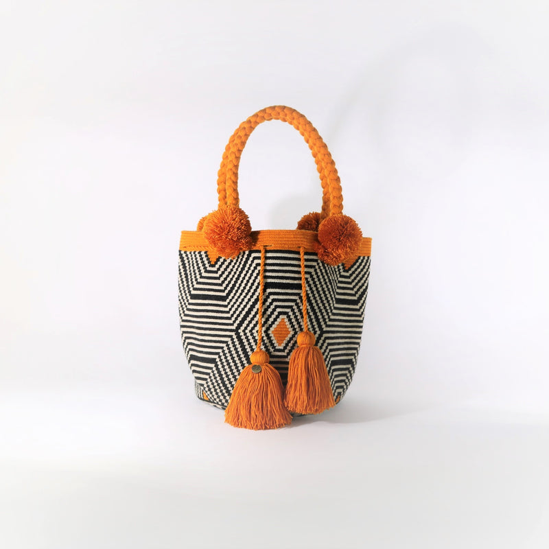 Pom Pom Bag - Web Mustard