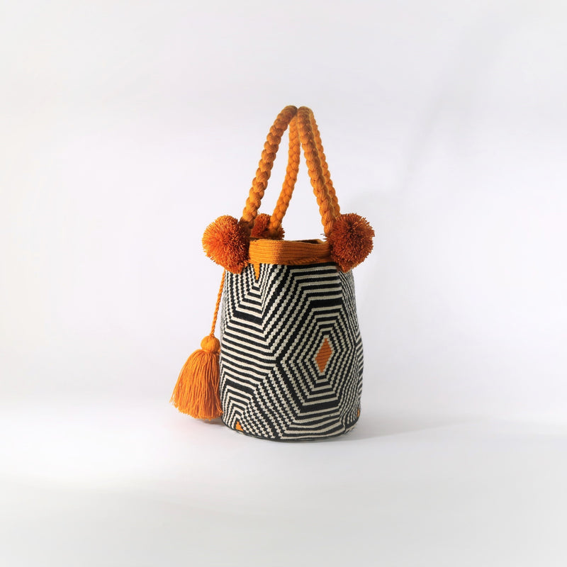 Pom Pom Bag - Web Mustard