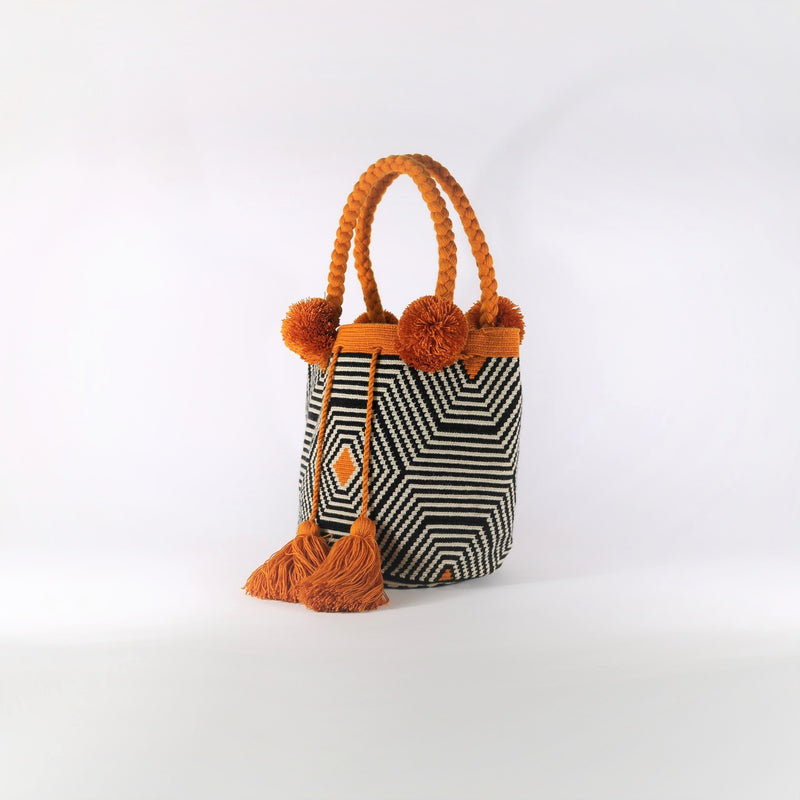 Pom Pom Bag - Web Mustard