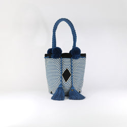Pom Pom Bag - Web Blue