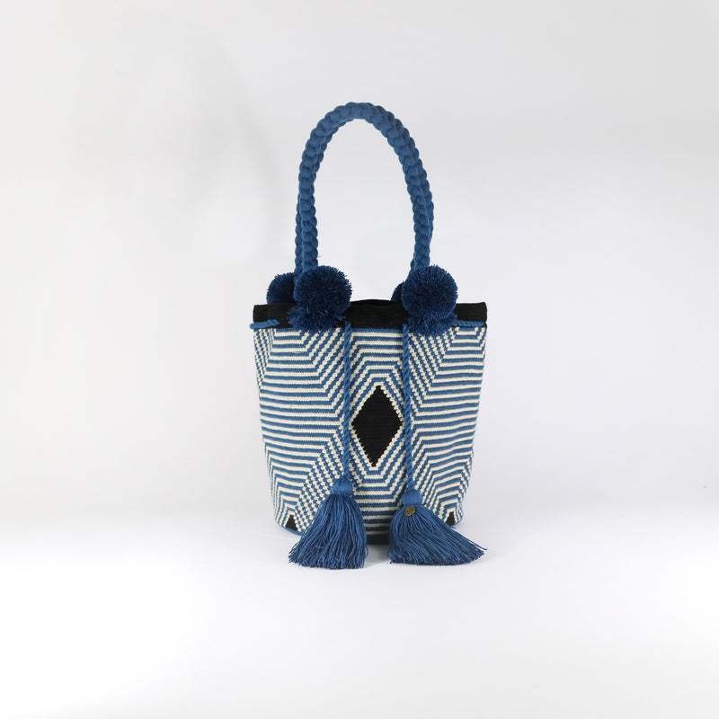 Pom Pom Bag - Web Blue