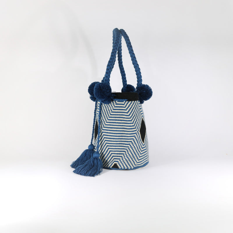 Pom Pom Bag - Web Blue