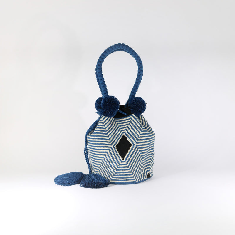 Pom Pom Bag - Web Blue